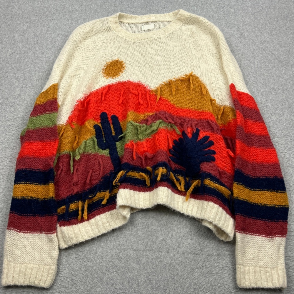 MOTHER The Long Drop Jumper Womens XL Multicolor Alpaca Sightseeing Knit Sweater